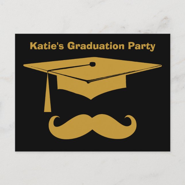 Postal De Invitación Graduación de bigote (Anverso)