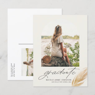 Postal De Invitación Graduación de fotografía del Boho Gold Purpurina F