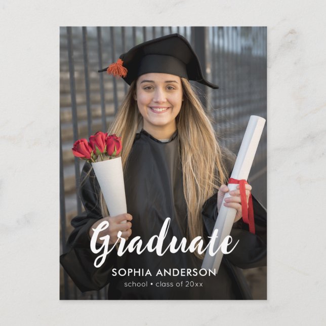 Postal De Invitación Graduación de fotografía personalizado simple de c (Anverso)
