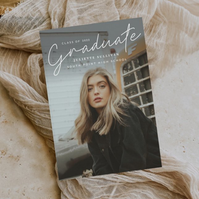 Postal De Invitación Graduación de fotografías sencillas en escritura m (Subido por el creador)