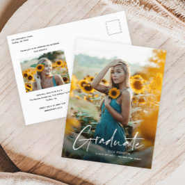 Postal De Invitación Graduación de fotografías sencillas en escritura m