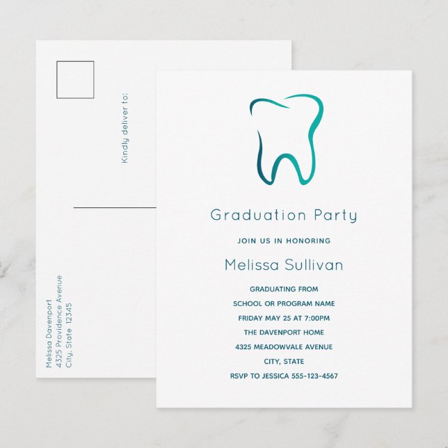 Postal De Invitación Graduación de imagen médica de odontología dental (Anverso / Reverso)