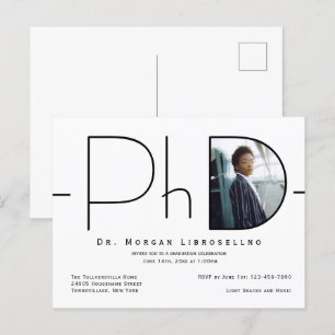 Postal De Invitación Graduación de PhD con fotografía moderna
