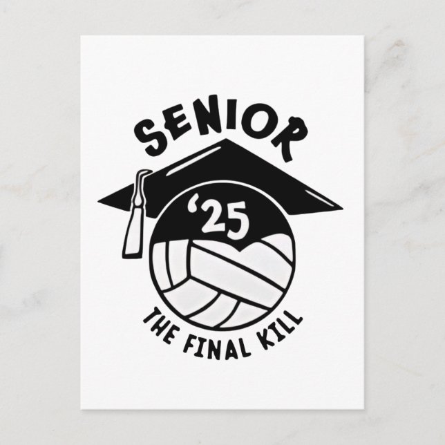 Postal De Invitación Graduación de voleibol de último año 2025 (Anverso)