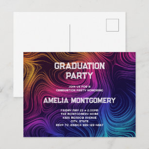 Postal De Invitación Graduación del patrón de 60 Círculos de vibración