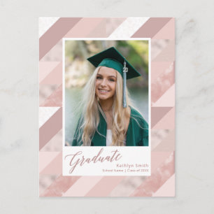 Postal De Invitación Graduación fotográfica moderna de mármol de oro de