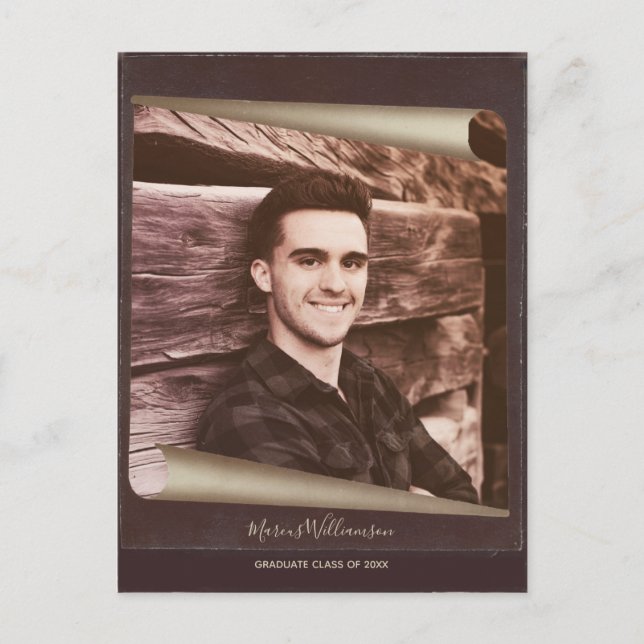 Postal De Invitación Graduación Guardar La Página De Fotos De Fecha Vin (Anverso)