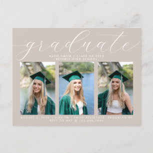 Postal De Invitación Graduación mínima de calligrafía taúpe 3 Foto