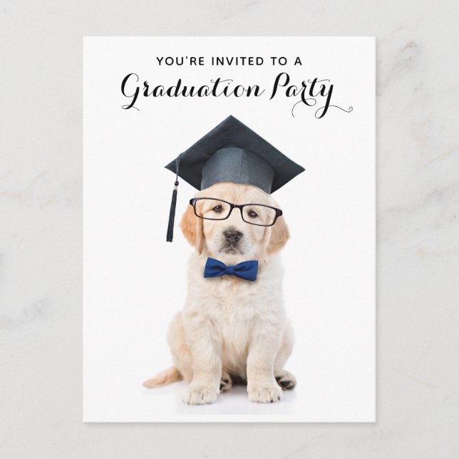 Postal De Invitación Graduación personalizada de graduado de perros con (Anverso)