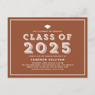 Postal De Invitación Graduación retro de la clase Terracotta Cap de 202