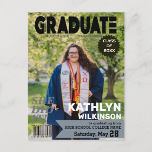 Postal De Invitación GRADUATE Magazine Cover Style Foto moderna