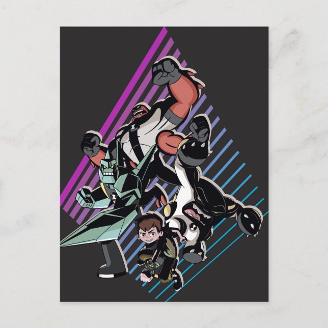 Postal De Invitación Gráfico del grupo Ben 10 Retro Alien (Anverso)