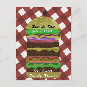 Postal De Invitación Gran Greasy Hamburger verano Cocina BBQ Rojo Fiest