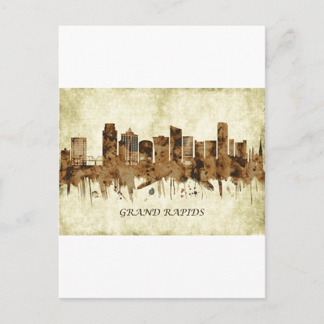 Postal De Invitación Grand Rapids Michigan Cityscape (Anverso)