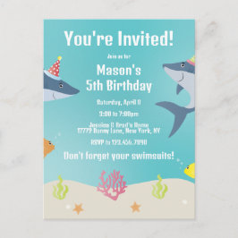 Postal De Invitación Grandes Gorras Fiestas Personalizados de tiburones