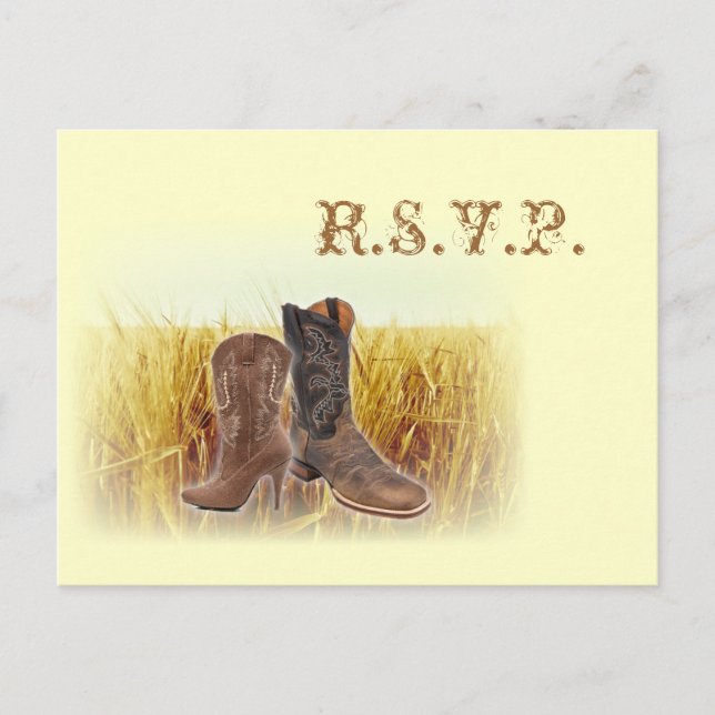 Postal De Invitación granja de trigo respuesta de bodas de vaqueros occ (Anverso)