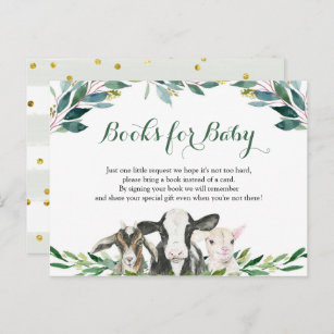 Postal De Invitación Granja de vegetación animal Libros para bebé