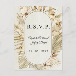 Postal De Invitación Grasa Rustic Neutral Earthy Boho Pampas RSVP