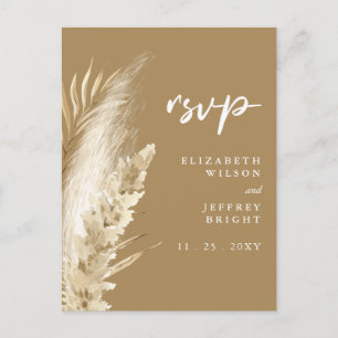 Postal De Invitación Grasa Rustic Neutral Earthy Boho Pampas RSVP