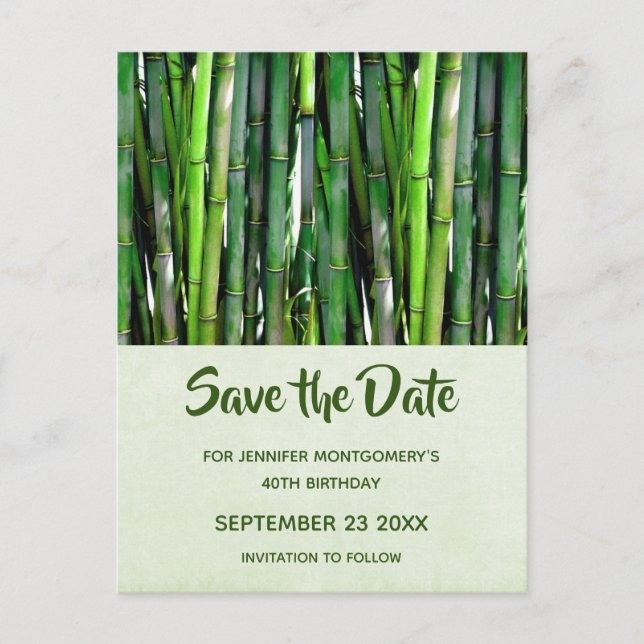 Postal De Invitación Green Bamboo Stalks Nature Photo - Save the Date ( (Anverso)
