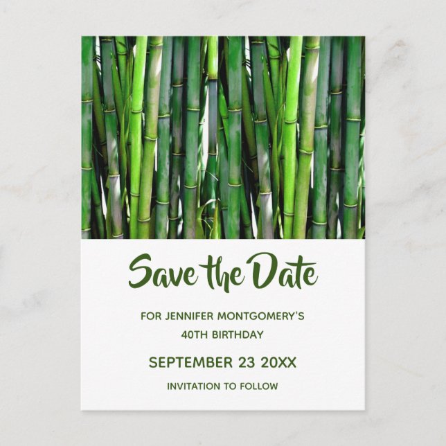 Postal De Invitación Green Bamboo Stalks Nature Photo - Save the Date ( (Anverso)