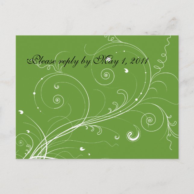 Postal De Invitación Green Flourish RSVP (Anverso)