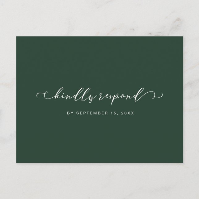Postal De Invitación Green Forest Green and White Rsvp con la Elección  (Anverso)