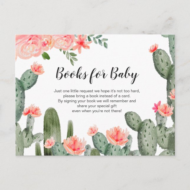 Postal De Invitación Greenery Cactus Baby Shower - Traer un prospecto d (Anverso)
