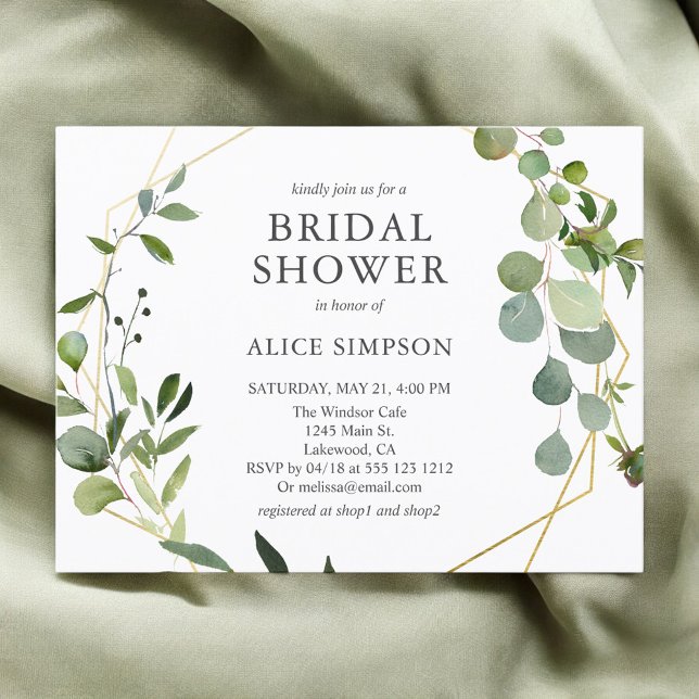 Postal De Invitación Greenery Eucalyptus Elegant Bridal Shower (Subido por el creador)