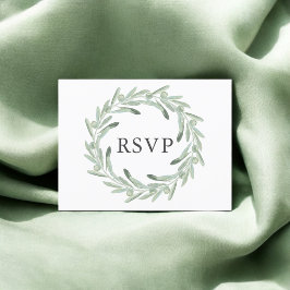 Postal De Invitación Greenery Olive Wedding RSVP