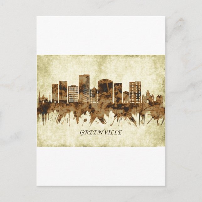 Postal De Invitación Greenville South Carolina Cityscape (Anverso)