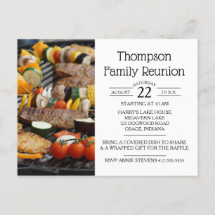 Postal De Invitación Grill BBQ de Reunión Familiar