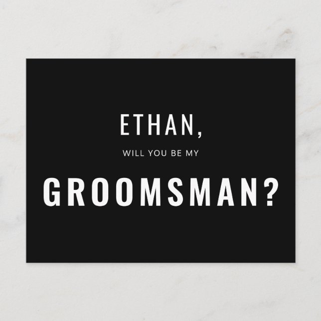 Postal De Invitación Groomsman Request Moderno Simple (Anverso)