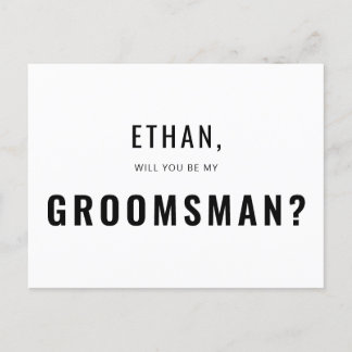 Postal De Invitación Groomsman Request Moderno Simple