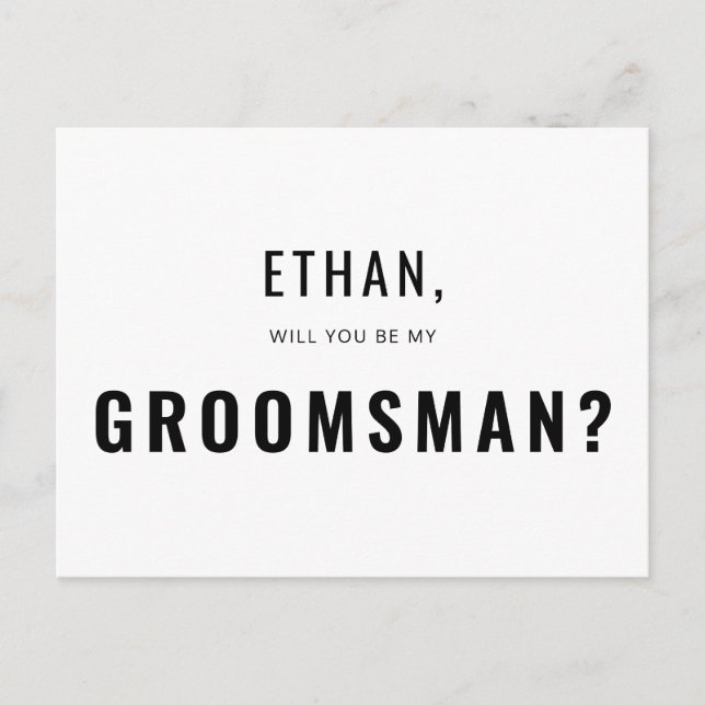 Postal De Invitación Groomsman Request Moderno Simple (Anverso)