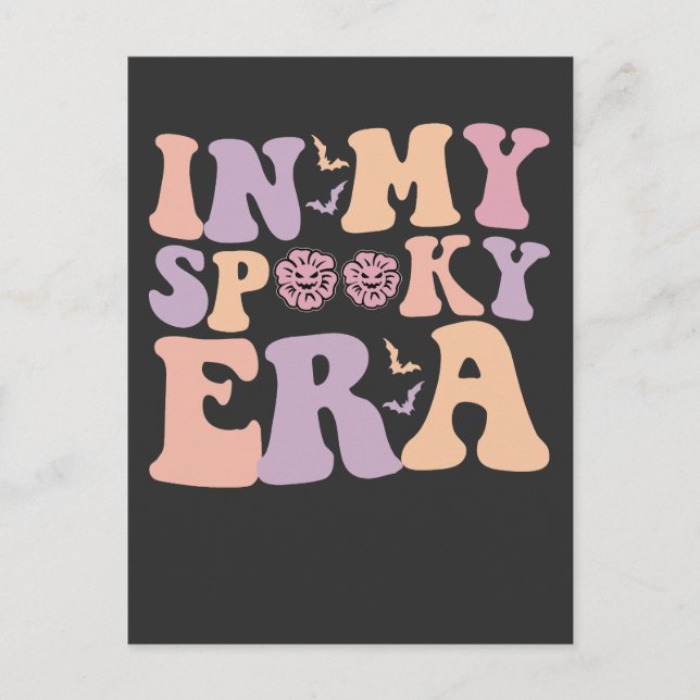 Postal De Invitación Groovy En Mi Era De Festejada Caída Halloween Fant (Anverso)