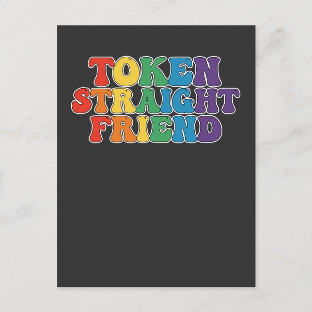 Postal De Invitación Groovy LGBT Pride Token Straight Friend (Anverso)