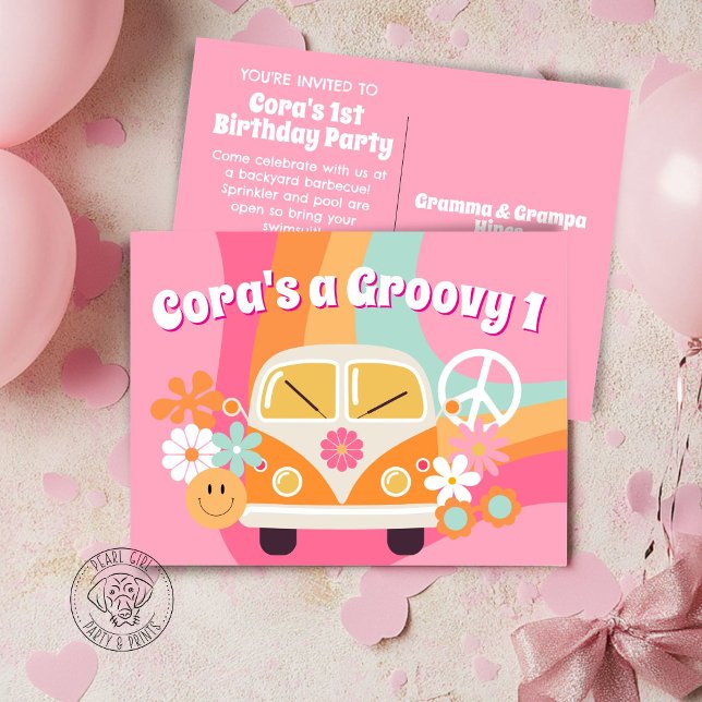 Postal De Invitación Groovy One 1er Cumpleaños (Subido por el creador)