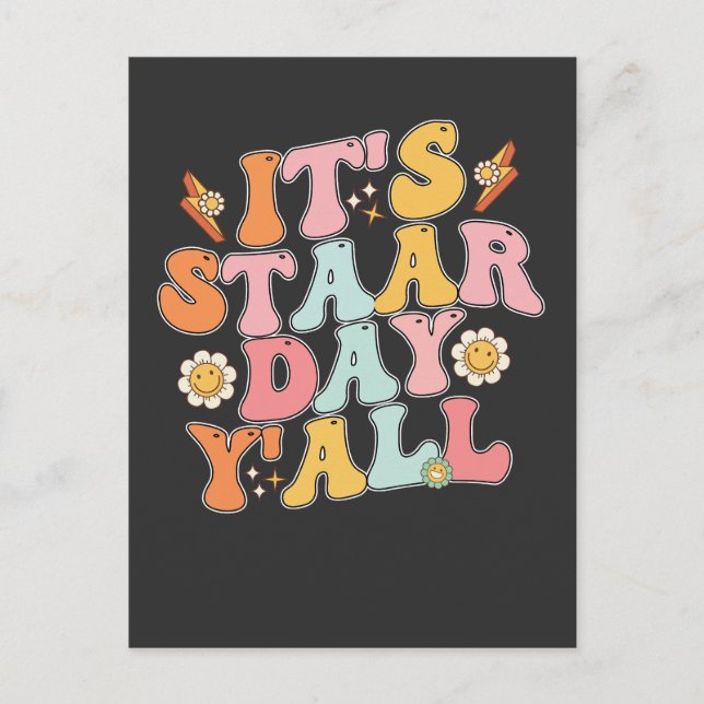 Postal De Invitación Groovy su día de prueba de Staar Day (Anverso)