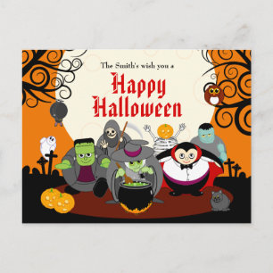 Postal De Invitación Grupo de fiestas de disfraces monstruo de Hallowee