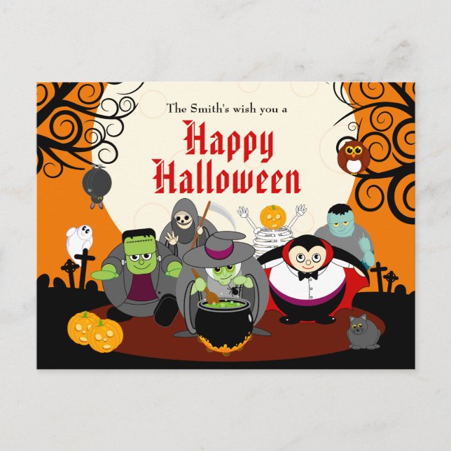 Postal De Invitación Grupo de fiestas de disfraces monstruo de Hallowee (Anverso)