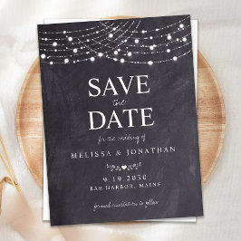 Postal De Invitación Guarda el Boda de pizarra rusa de las luces de cad