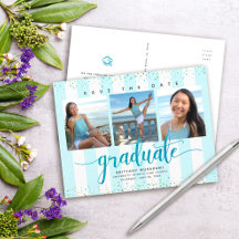 Guardar foto de graduación de fecha guión turquesa