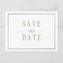 Postal De Invitación Guardar la Fecha Boda Simple de Oro Blanco