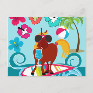 Postal De Invitación Guay Horse Surfer Dude Summer Fun Beach Fiesta