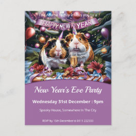 Postal De Invitación Guinea Cerdos Fiesta de Nochevieja