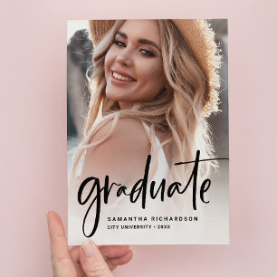 Postal De Invitación Guión casual negro   Dos fiestas de graduación fot