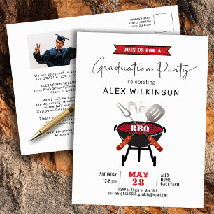 Postal De Invitación Guión de diversión rojo 3 Fiesta de graduación fot