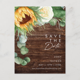 Postal De Invitación Guión de Girasol de Campo Valiente Madera Anunci