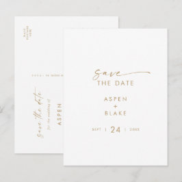 Postal De Invitación Guión dorado moderno Guardar la fecha